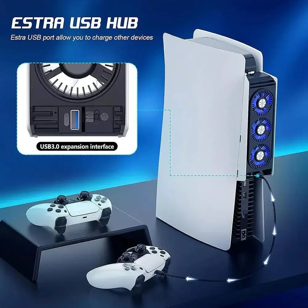 Cooling Fan for PS5/PS5 Silm Game Console with LED High-Spee