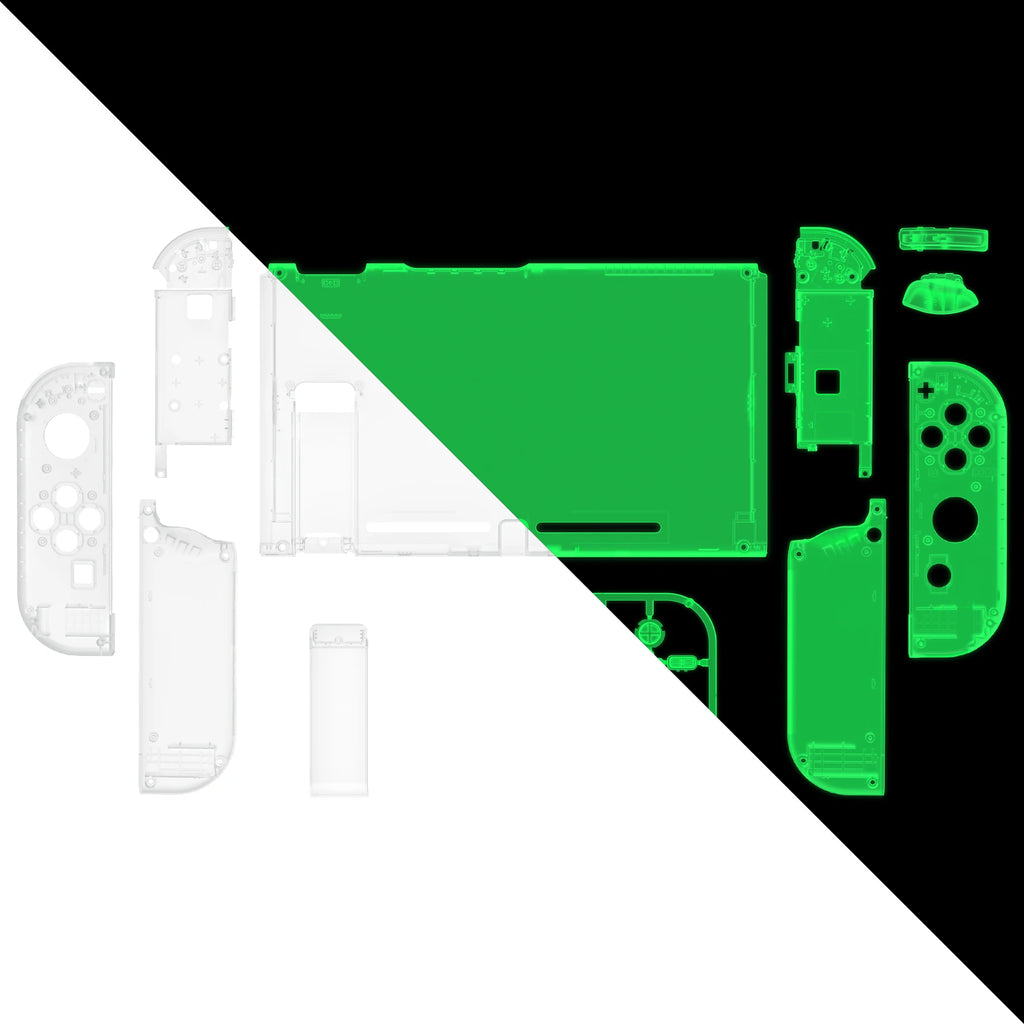 eXtremeRate Transparent Console Back Plate with Controller Housing Shell with Buttons for NS Switch Console & JoyCon