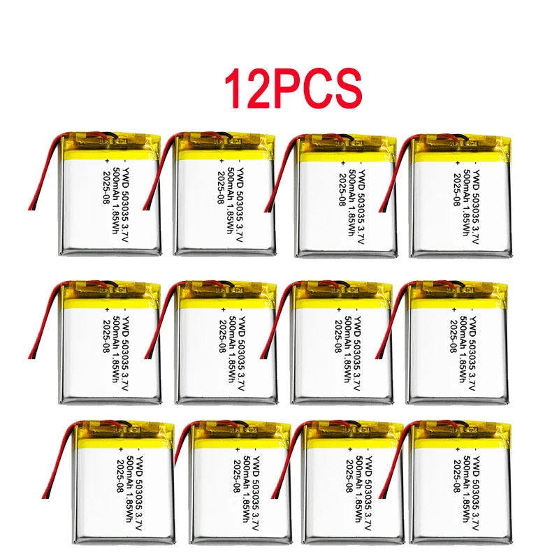3.7V 500mAh 503035 Rechargeable Li-Polymer Battery Replacement for Car Recorder GPS Navigation VR Player MP3 DVD
