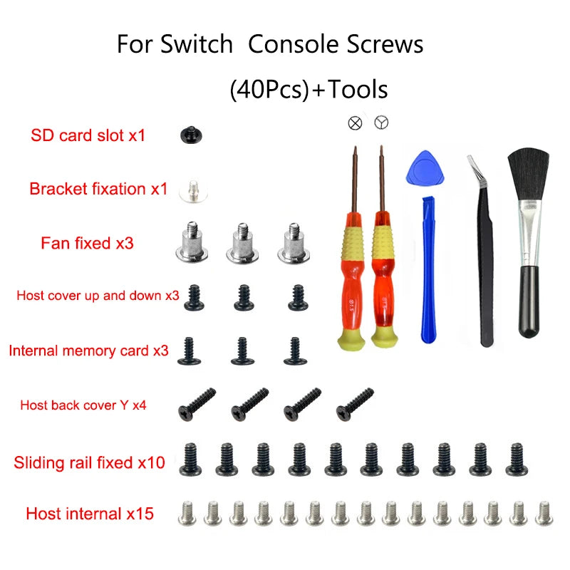 For Switch Console Housing Screw Replacement Full Screws Set Spring Repair Kit for Switch Console Joycon Tools Accessories