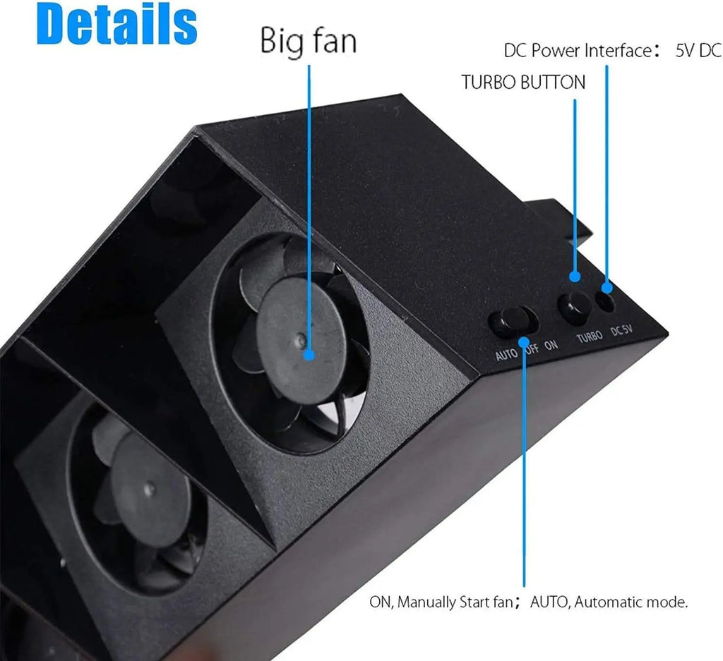 Cooling Fan Fit for Sony PS4 USB External Turbo Temperature 