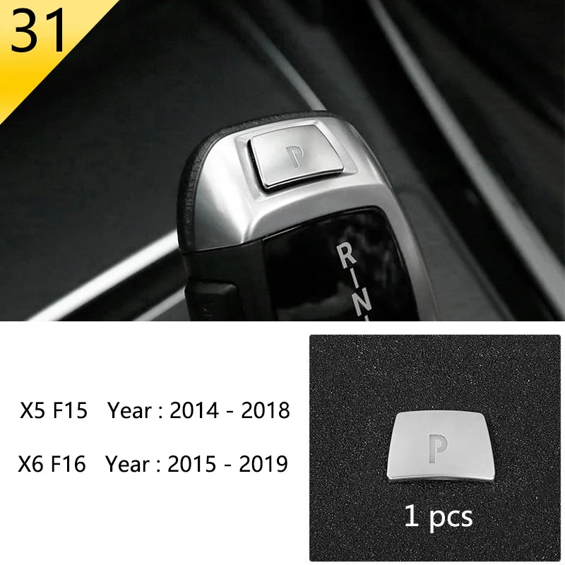 Chrome Car Styling Interior Button Panel Decoration Cover Trim Sticker frame For BMW X5 X6 F15 F16 2014-2019 Auto Accessories