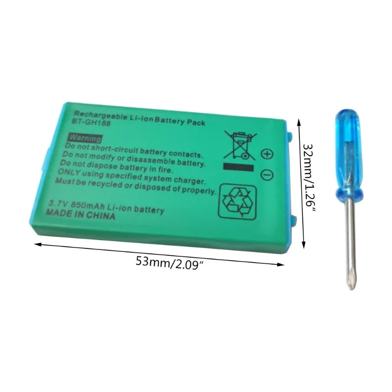 850mAh 3.7V Li-ion Battery with Screwdriver For Nintendo GBA