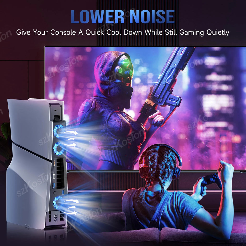 For PS5 Slim Efficient Cooling System Gaming Cooling Fan wit