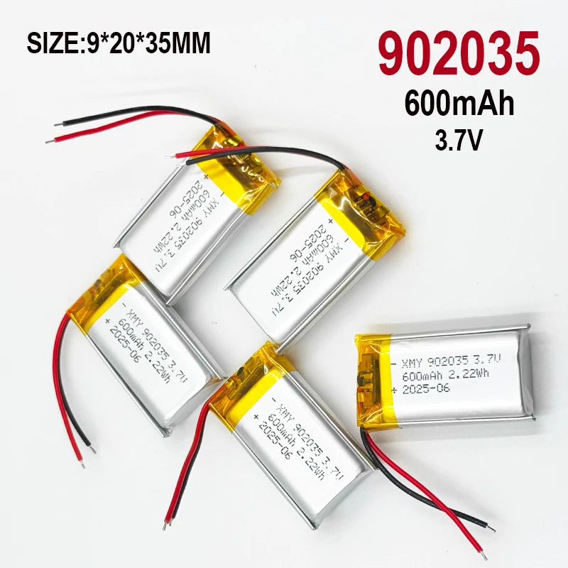 902035 3.7V 600mAh 1-15pcs Lithium Polymer LiPo Rechargeable