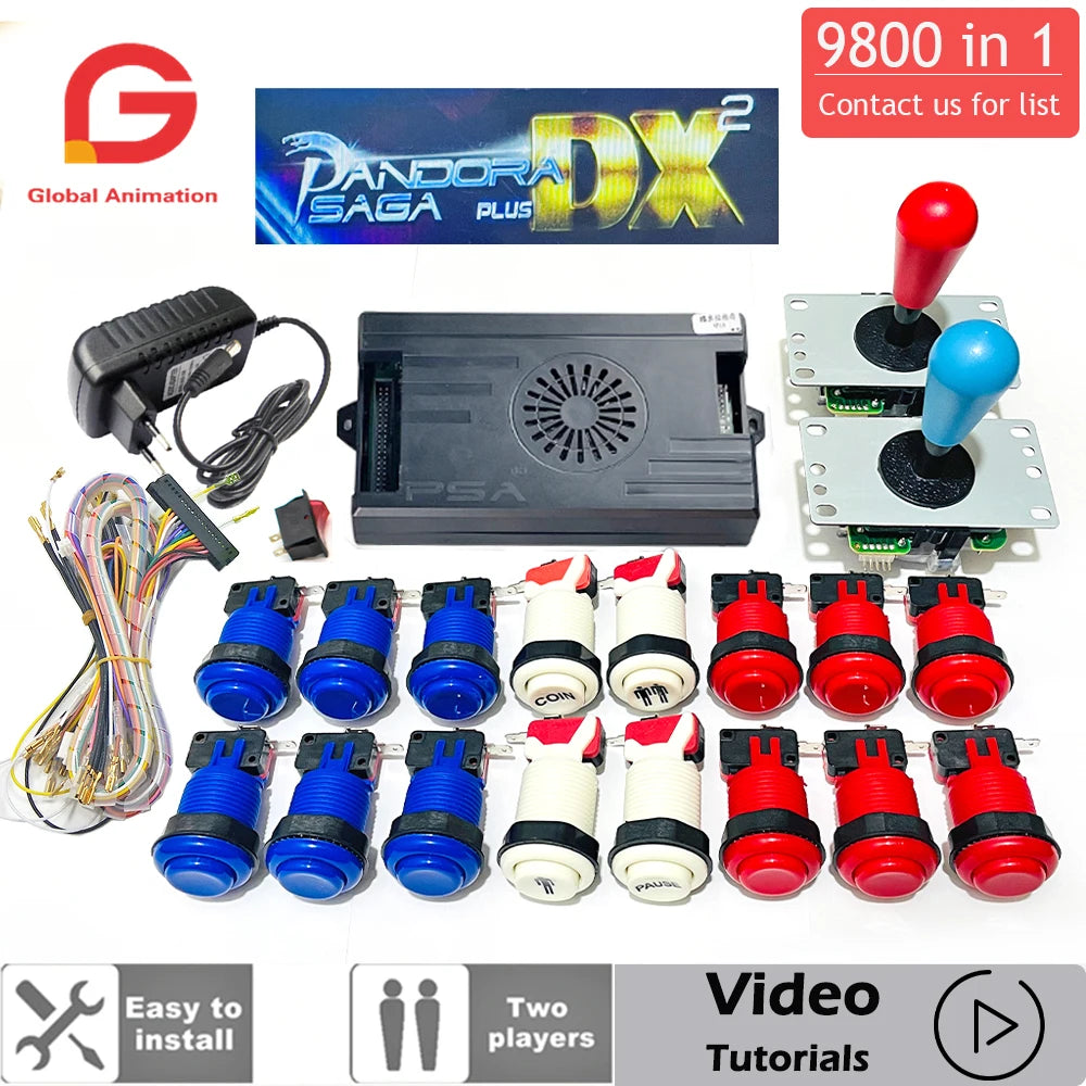 9800 in 1 Pandora Saga Box DX Special Plus DIY Kit 8 Way Joy