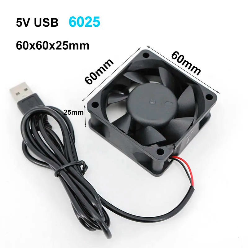 2510 8010 6010 6015 6025 6CM 8CM 60x60x25mm 80x80x10mm DC 5V USB Power Cooling Case Fan For Receiver DVR Xbox TV Box Router W28
