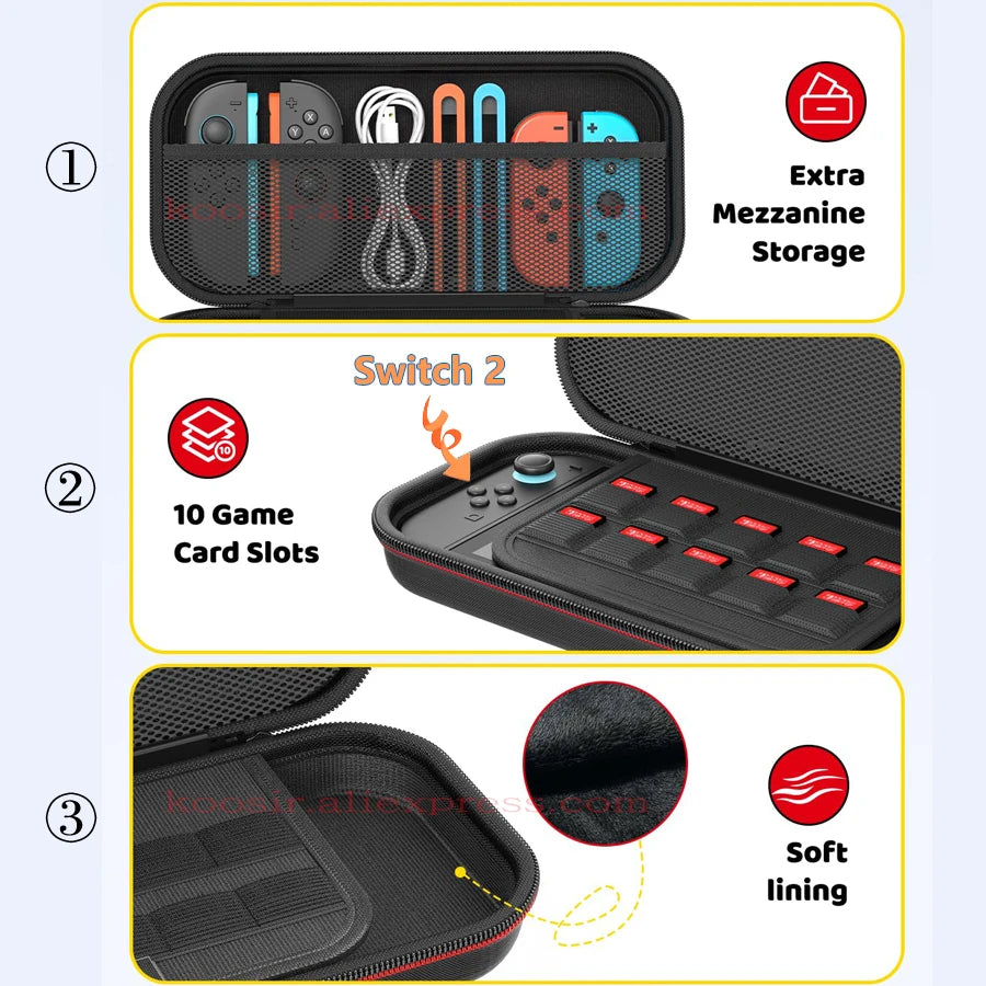 Switch2 Nylon Cloth Travel Carrying Case for Nintendo Switch