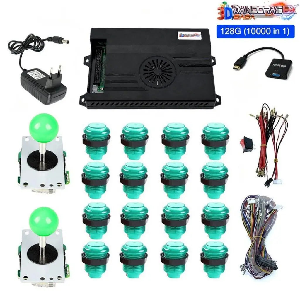 128GB 3D Pandora Saga Box EX2 10000 in 1 DIY Kit Arcade Game Console 8 Way Joystick Led Lights Button Cabinet Bartop 2 Playes