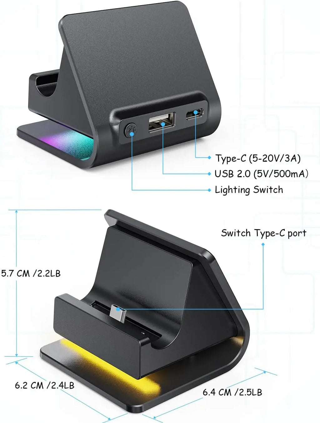 Charger Dock for Switch 2 Joycons Controller Portable Base R
