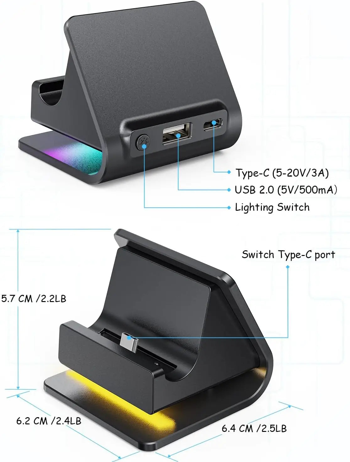 Charger Dock for Switch 2 Joycons Controller Portable Base R