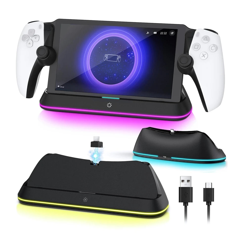 for PlayStation Portal Consoles Charging Stand with RGB Indi