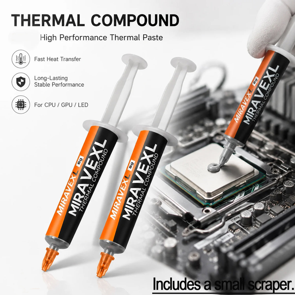 MIRAVEXL 8g Non-Conductive Thermal Paste Safe Cooling Heatsi