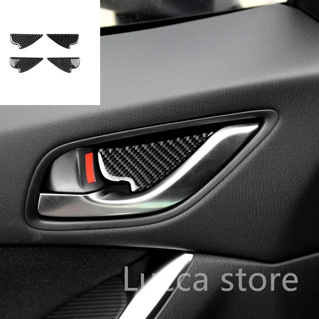For Mazda CX-5 CX5 2017 2018 Electronic Handbrake Knob Button Panel Cover Trim Sticker Carbon Fiber Interior Auto Assesories