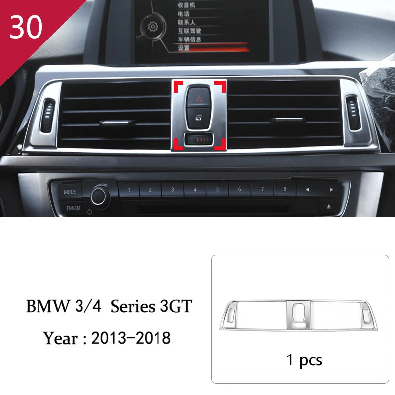 For BMW 3 4 Series 3GT F30 F32 F34 Car Styling interior Gearshift AC CD button Panel Door Armrest Decoration Cover Trim Sticker