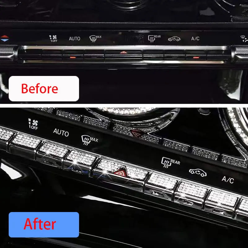 Car Console Air Conditioning Outlet Buttons Sequins Trim For