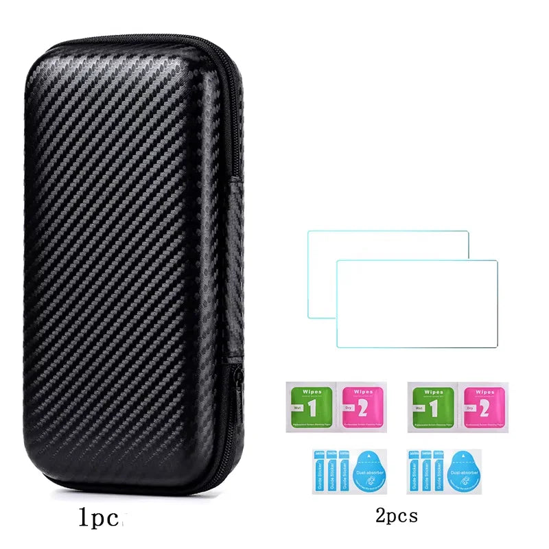 Portable Waterproof Hard Carrying Case Bag+9H Tempered Glass Film Screen Protector for Trimui Smart Pro Handheld Game Console