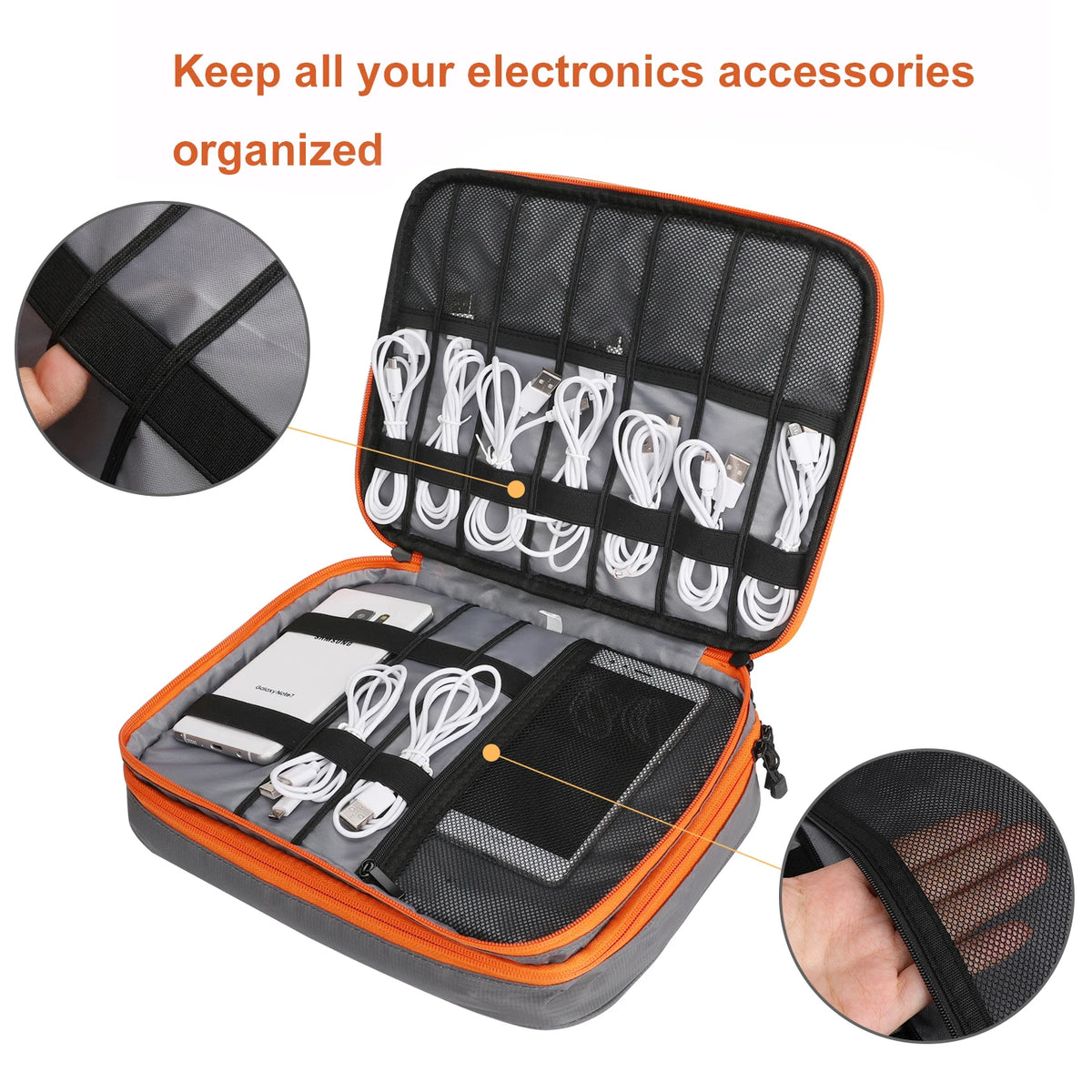 Double Layers Large Capacity Travel Electronic Accessories O