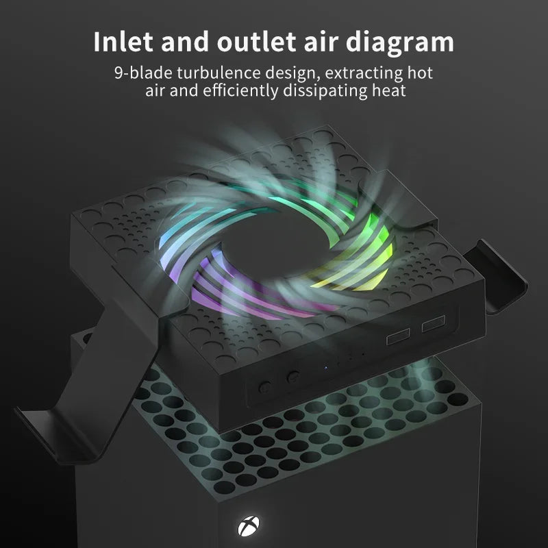 AOLION RGB Cooling Fan for Xbox Series X/S Adjustable Speed 