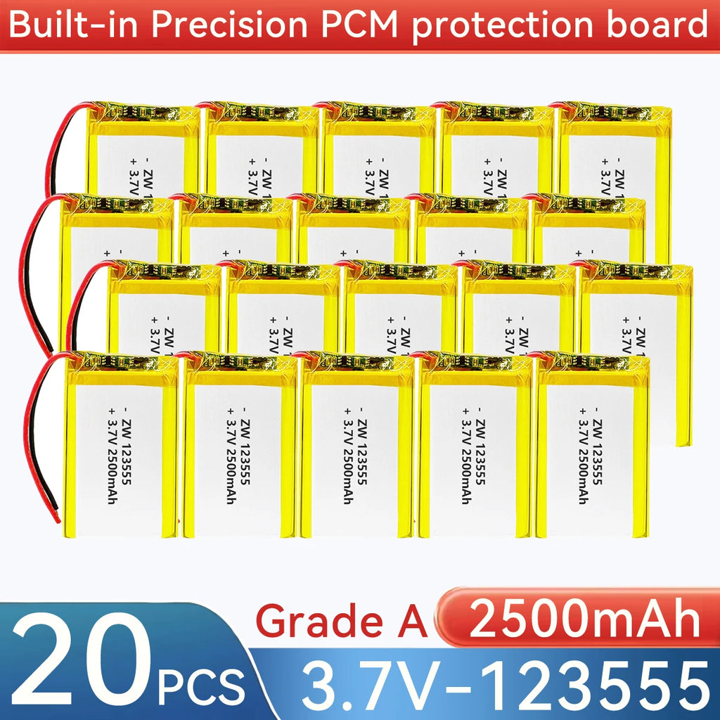 3.7V 2500mAh 123555 Battery Lipo Polymer Lithium Ion Recharg
