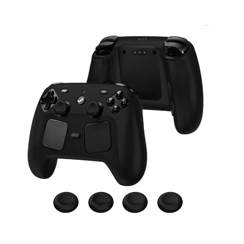 Silicone Game Controller Case With Joystick Cap For Steam Controller 2 Stylish Soft Shell Protective Cover Gaming Accessories