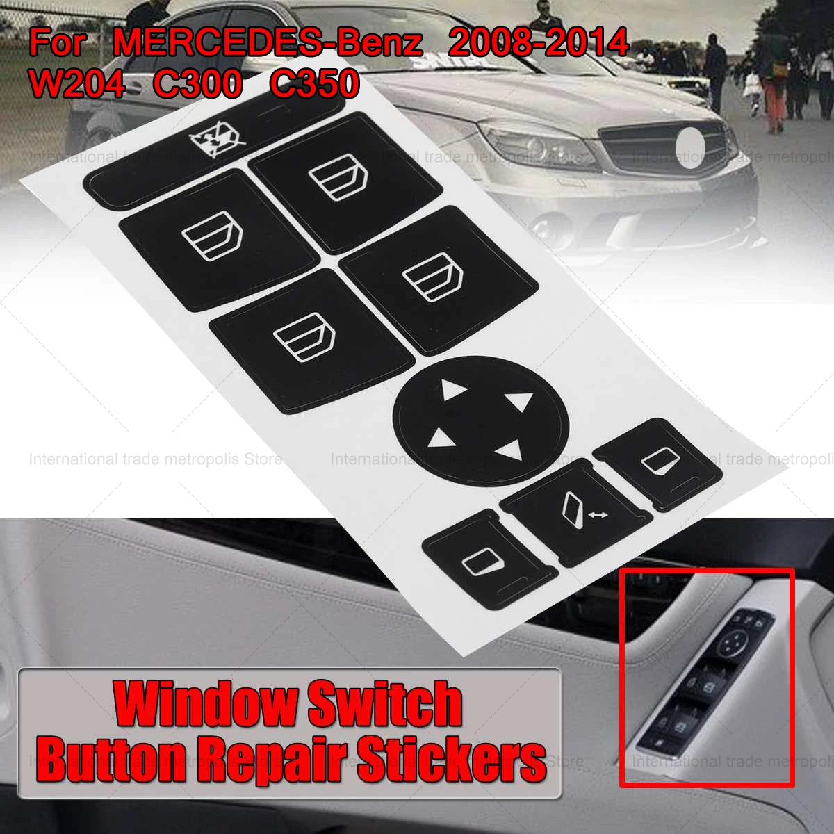1 Pcs Car Window Control Switch Button Repair Stickers Deaca