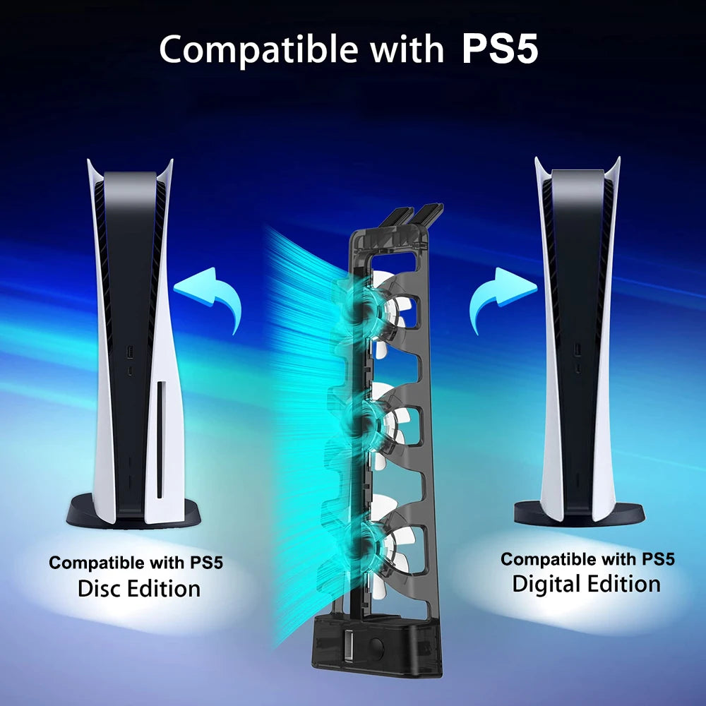 For PS5 Accessories Cooling Fan with LED Light for Playstati