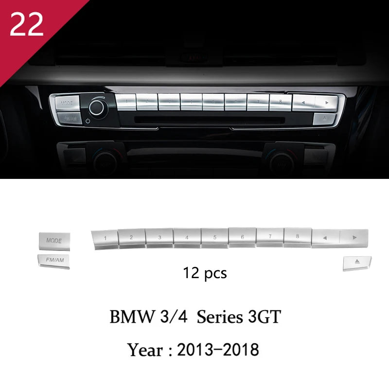 For BMW 3 4 Series 3GT F30 F32 F34 Car Styling interior Gearshift AC CD button Panel Door Armrest Decoration Cover Trim Sticker