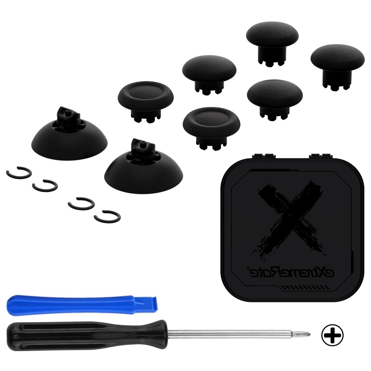 eXtremeRate Universal Swappable Thumbsticks for ps5/EDGE/ ps4 Custom Replacement Interchangeable Analog Stick Joystick - Black