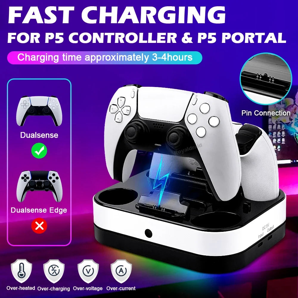 NEW For PS5 Controller Charger Stand LED Indicator & RGB Lig