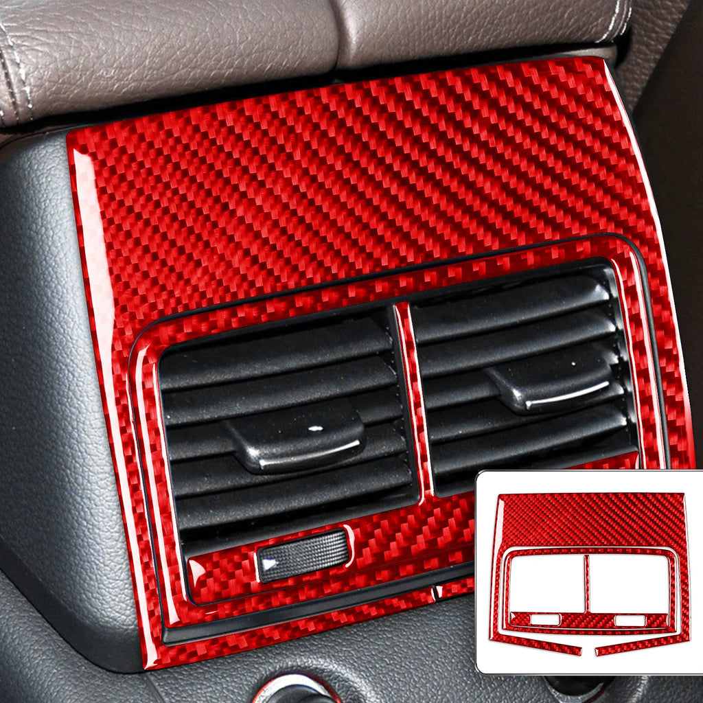 For Audi Q7 4L 2007-2015 Red Carbon Fiber Sticker Gear Shift Window Lift Button Frame Panel Car Inside Decorative Accessories