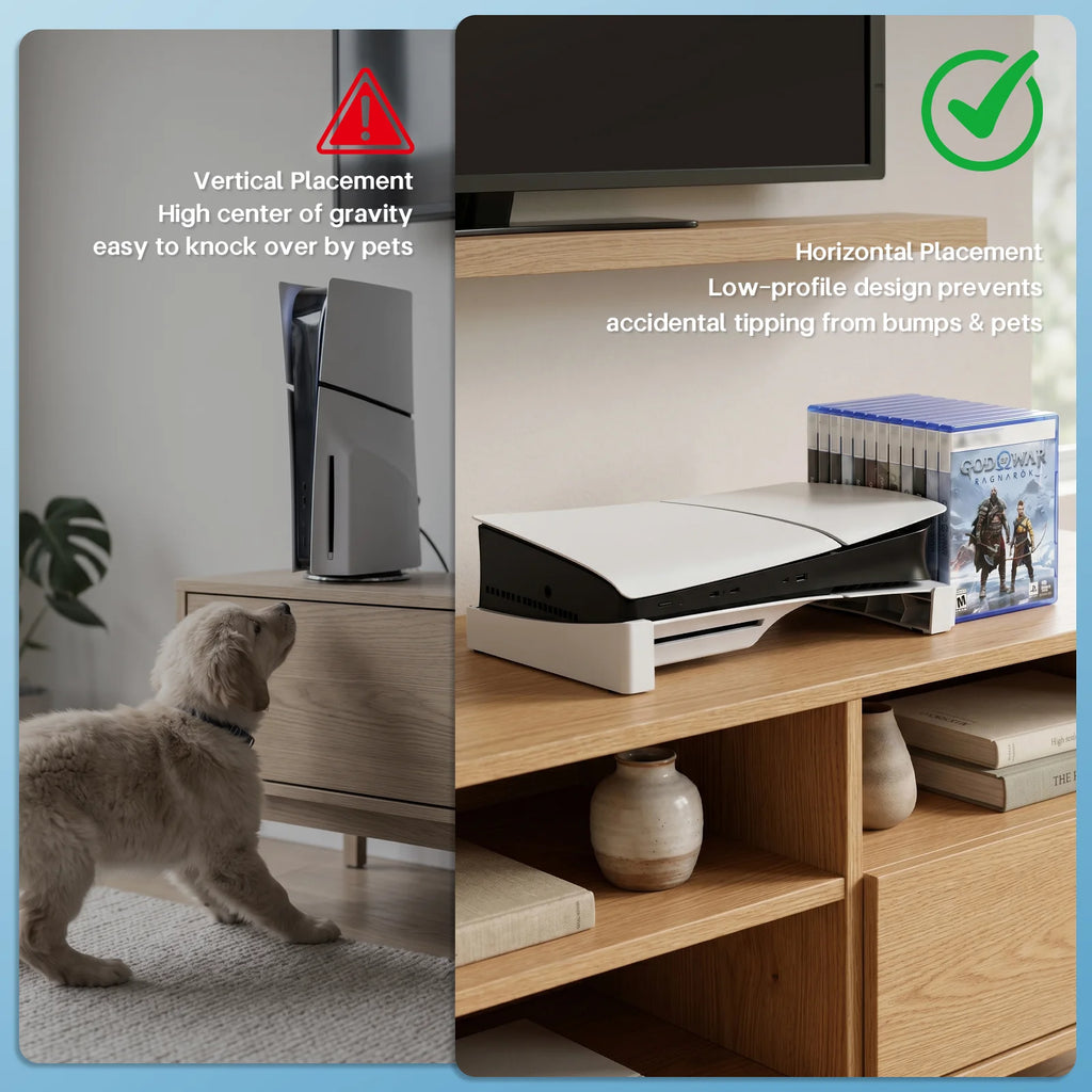Horizontal Stand for PS5 Slim & Pro Console and Hold 12 Game