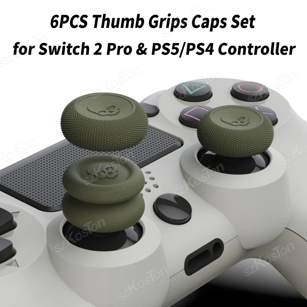 6PCS Thumb Grips Caps Set for Switch 2 Pro/PS5/PS4 Controlle