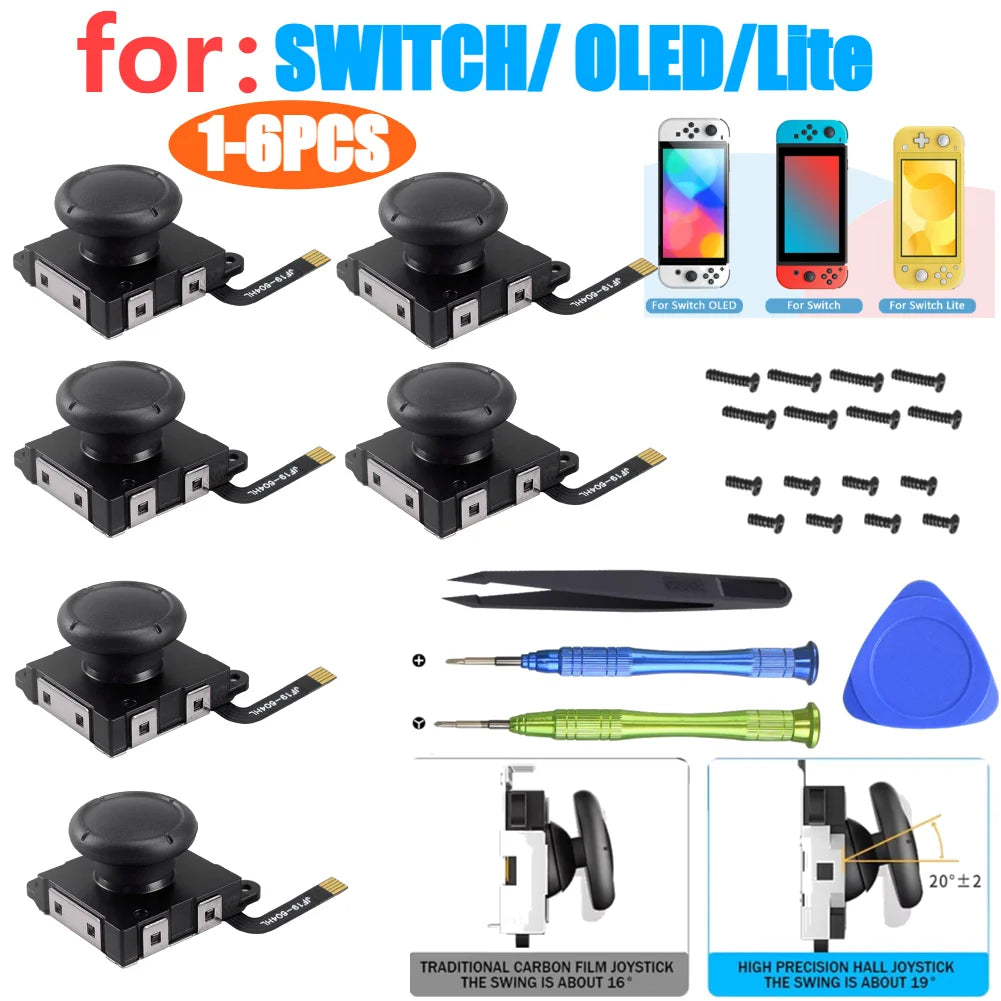 1-6PCS Hall Sensing Joystick for JoyCon Replacement No Drift