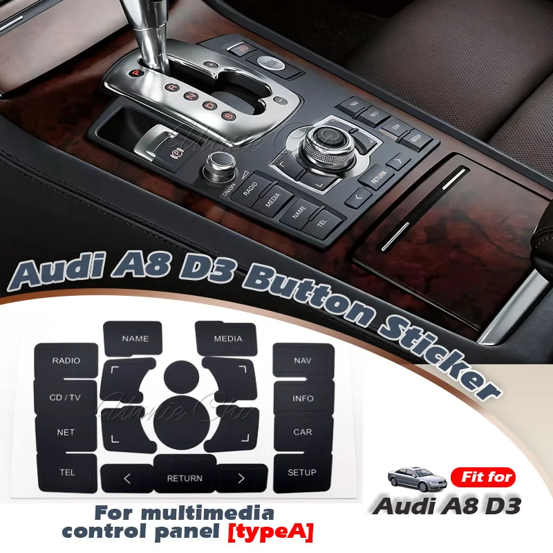 For Audi A8 D3 4E Interior Button Decals 2004 to 2009 For Audi S8 D3 Accessories Refinishing Worn MMI Panel Central Door Lock