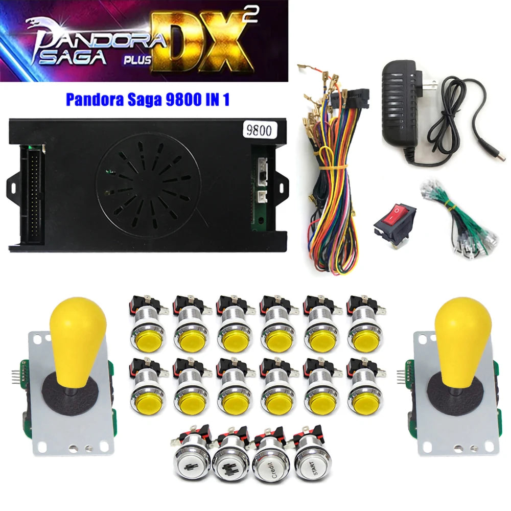 Pandora Saga DX2 Box 9800 in 1 DIY Kit 2 Player with Copy Sanwa Joystick Chrome Button for Arcade Game Console Cabinet
