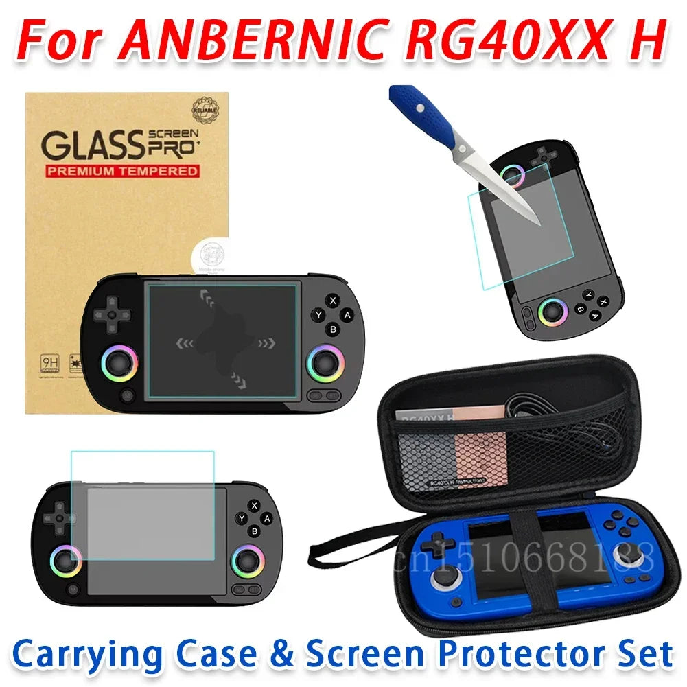 For Anbernic RG40XX H Video Game Console Carrying Case & Scr