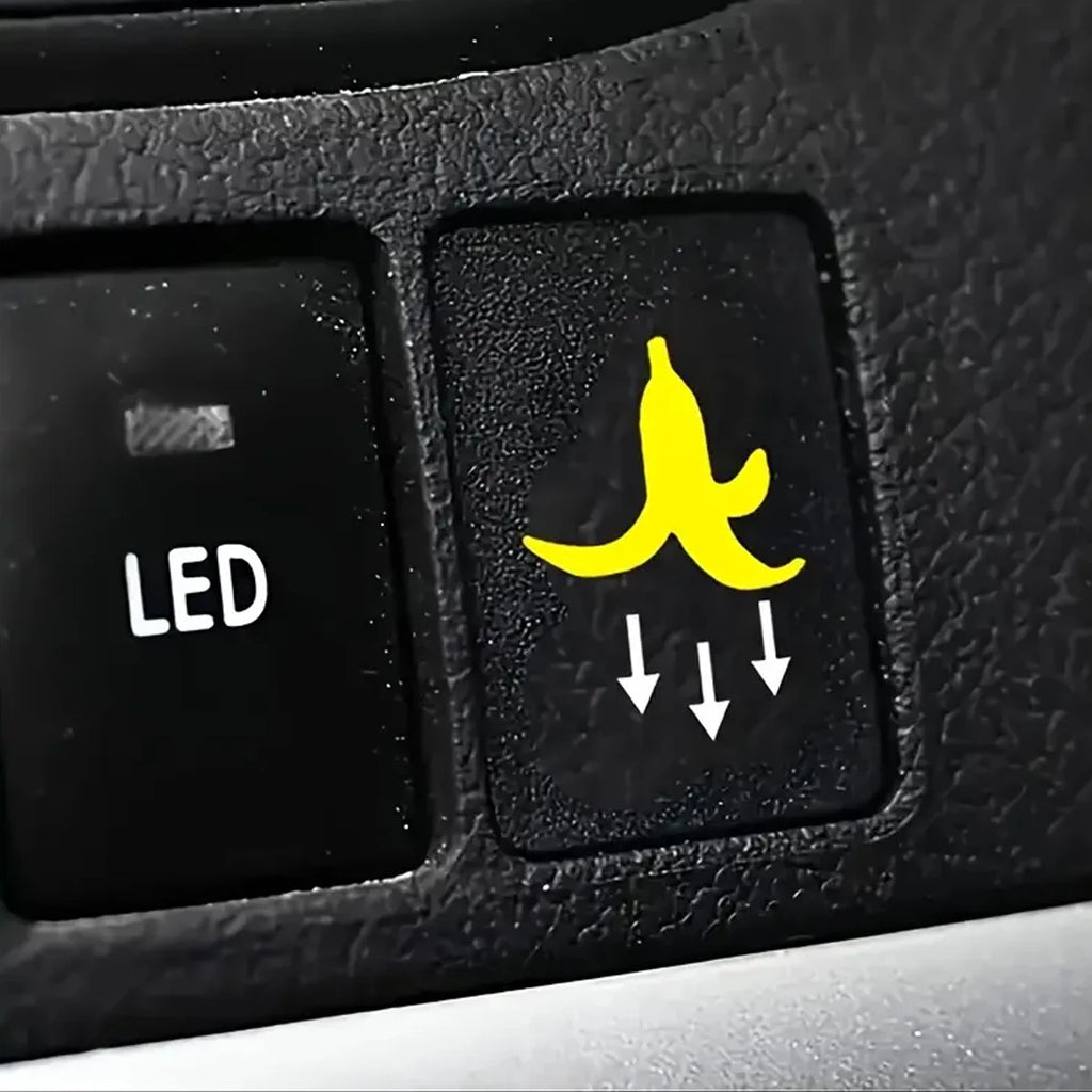 2 Pcs Car Stickers - Banana Peel Button Decals Waterproof PV