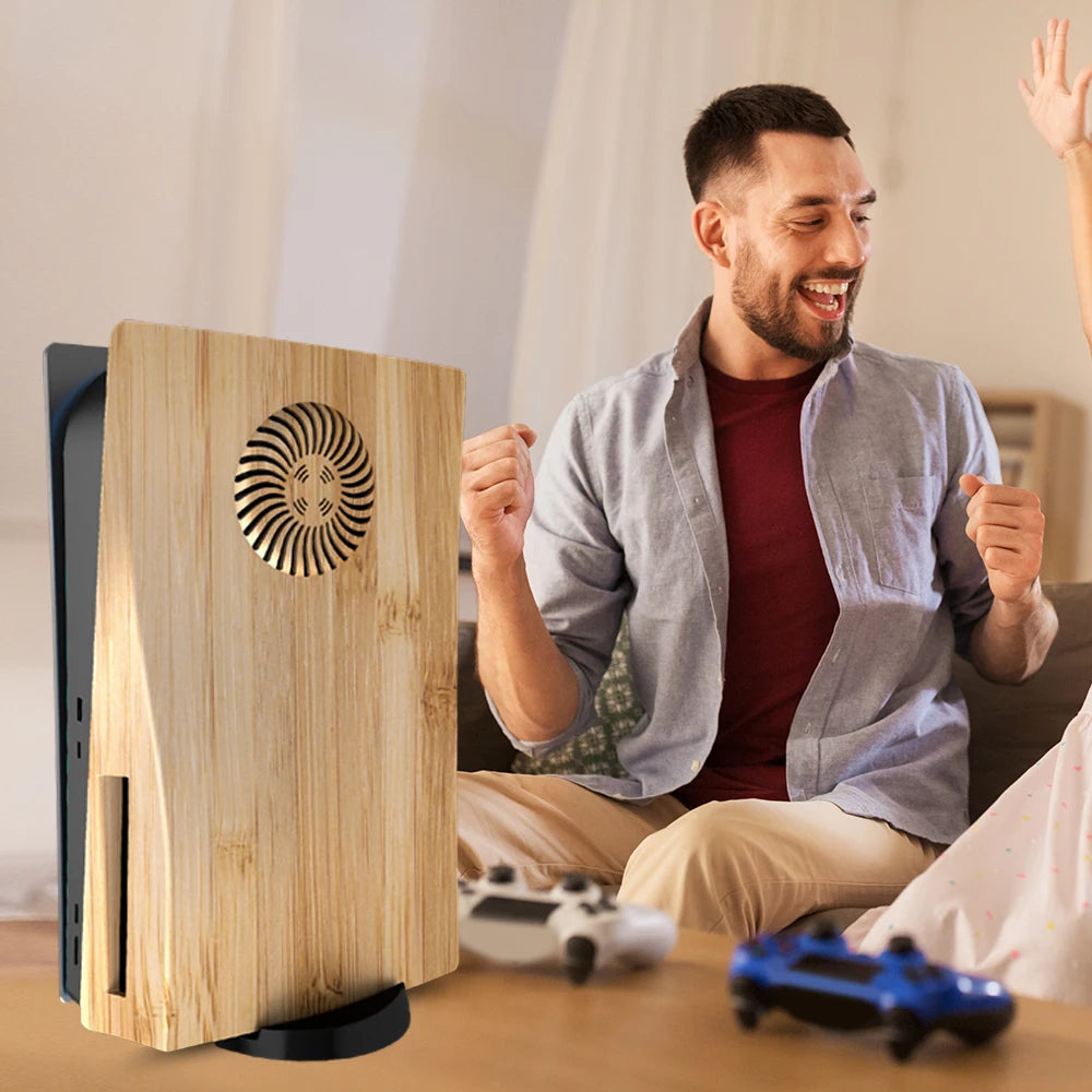 Disc Edition Wood Color Faceplate with Cooling Vents for PS5