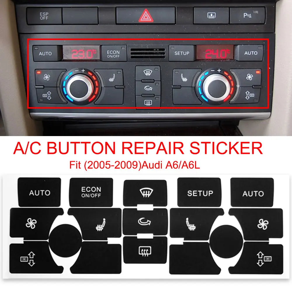 For Audi A6 C6 Button Sticker Interior Replacement Parts But