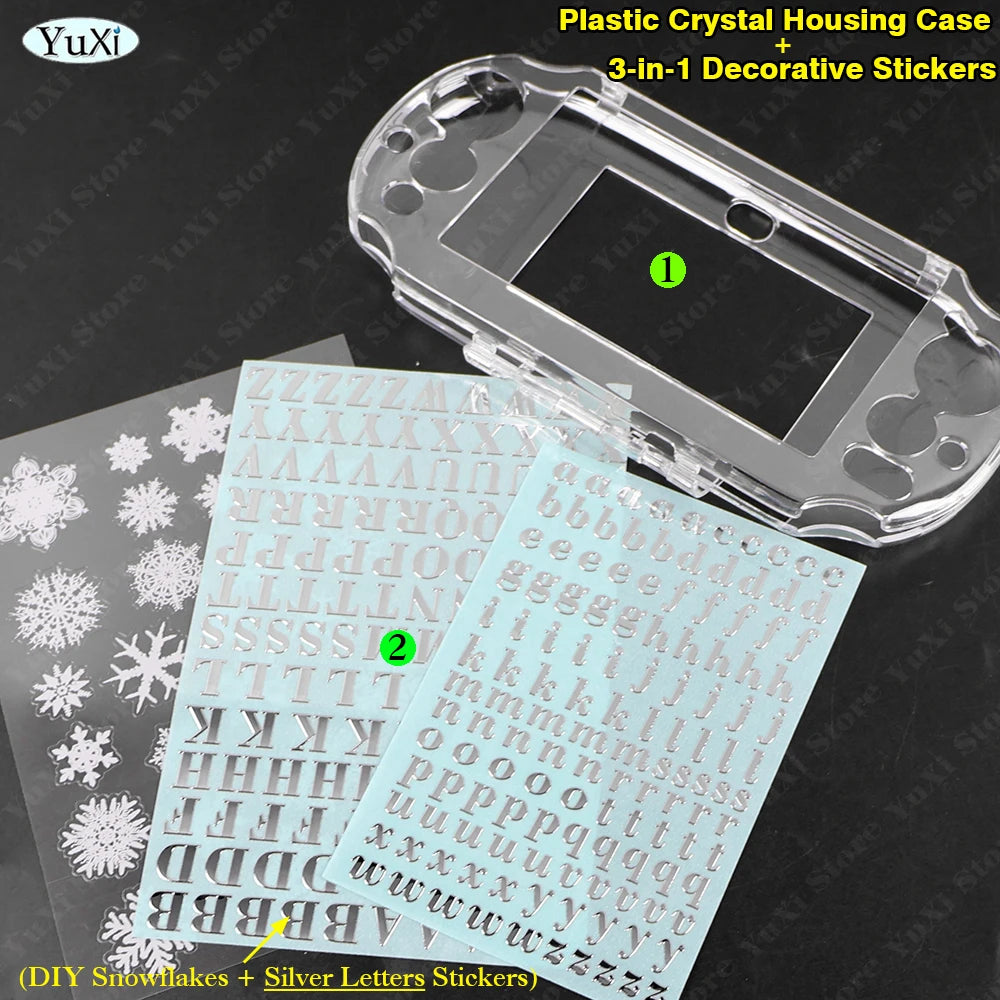 for PSV 2000 Clear Crystal Protective Case Top Bottom PET Protection Films For PS Vita 2000 Transparent Housing Cover Case