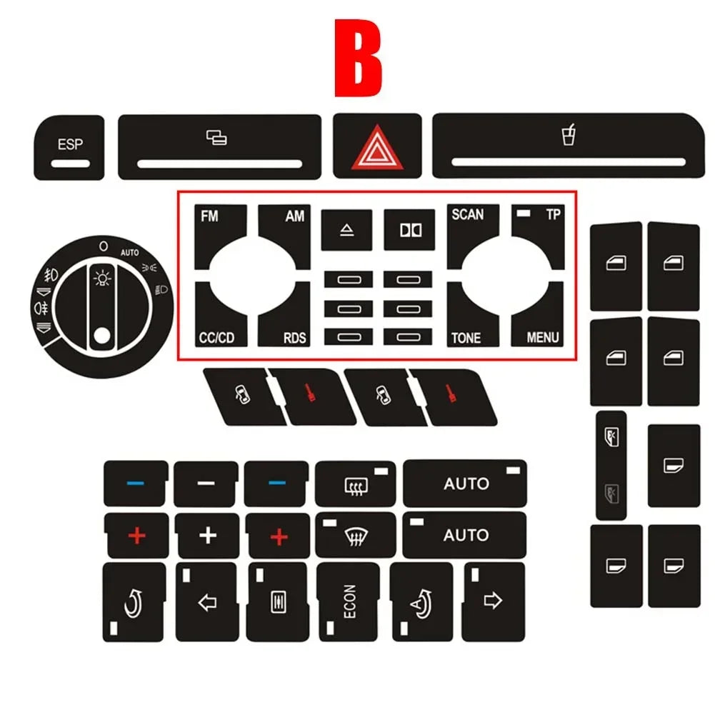 1set For Audi A4 B6 B7 Car Front Radio Button Decal Sticker 
