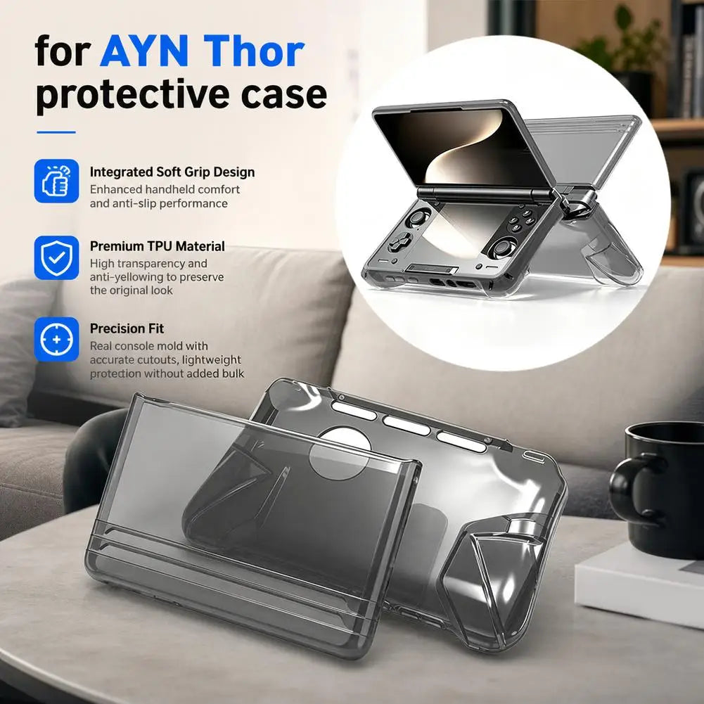 Clear TPU Protective Case For AYN Thor Dual Screen Handheld 