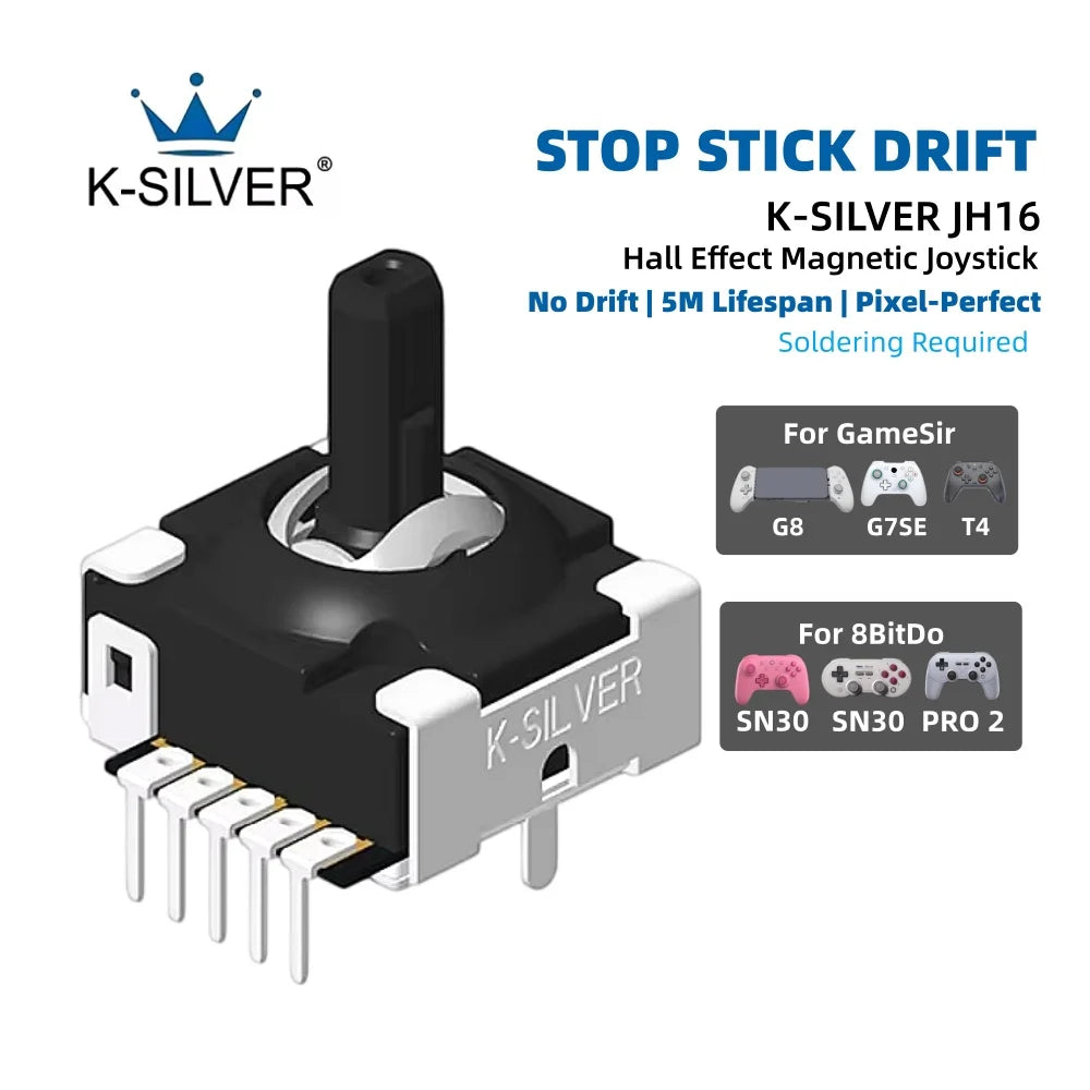K-SILVER JH16 Hall Effect Joystick No Drift Electromagnetic 