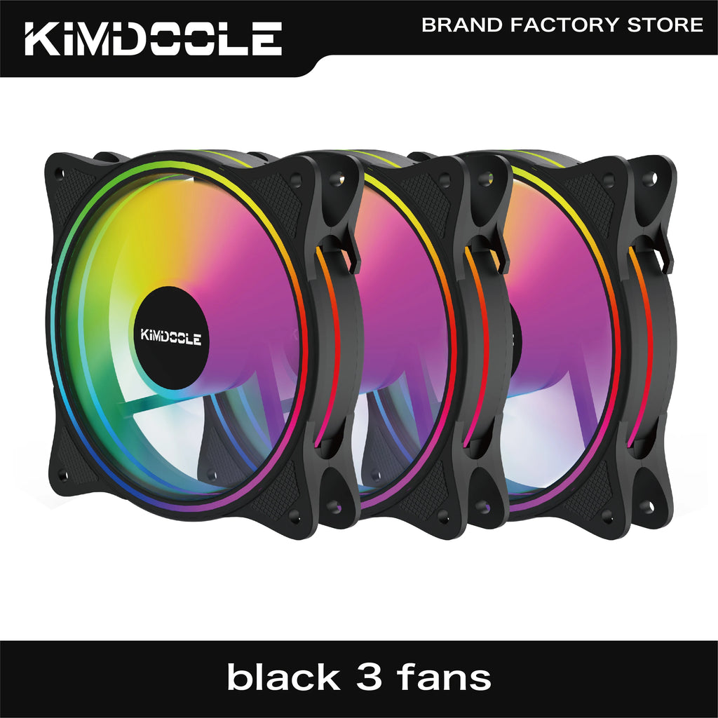 KIMDOOLE Computer Case Fan Fixed RGB PC Case Fan 120mm 12V CPU Heat Dissipation Computer Game Console Cooling Ventilation Fan