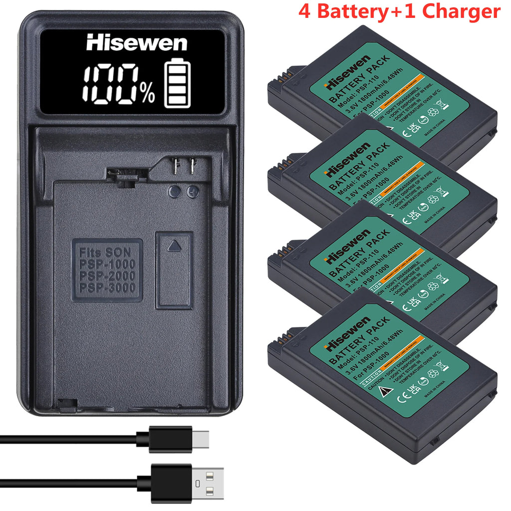 PSP-110 PSP-1005 Replacement Lithium Batteries for Sony PlayStation Portable Console PSP-1000 Gamepad Battery/Charger