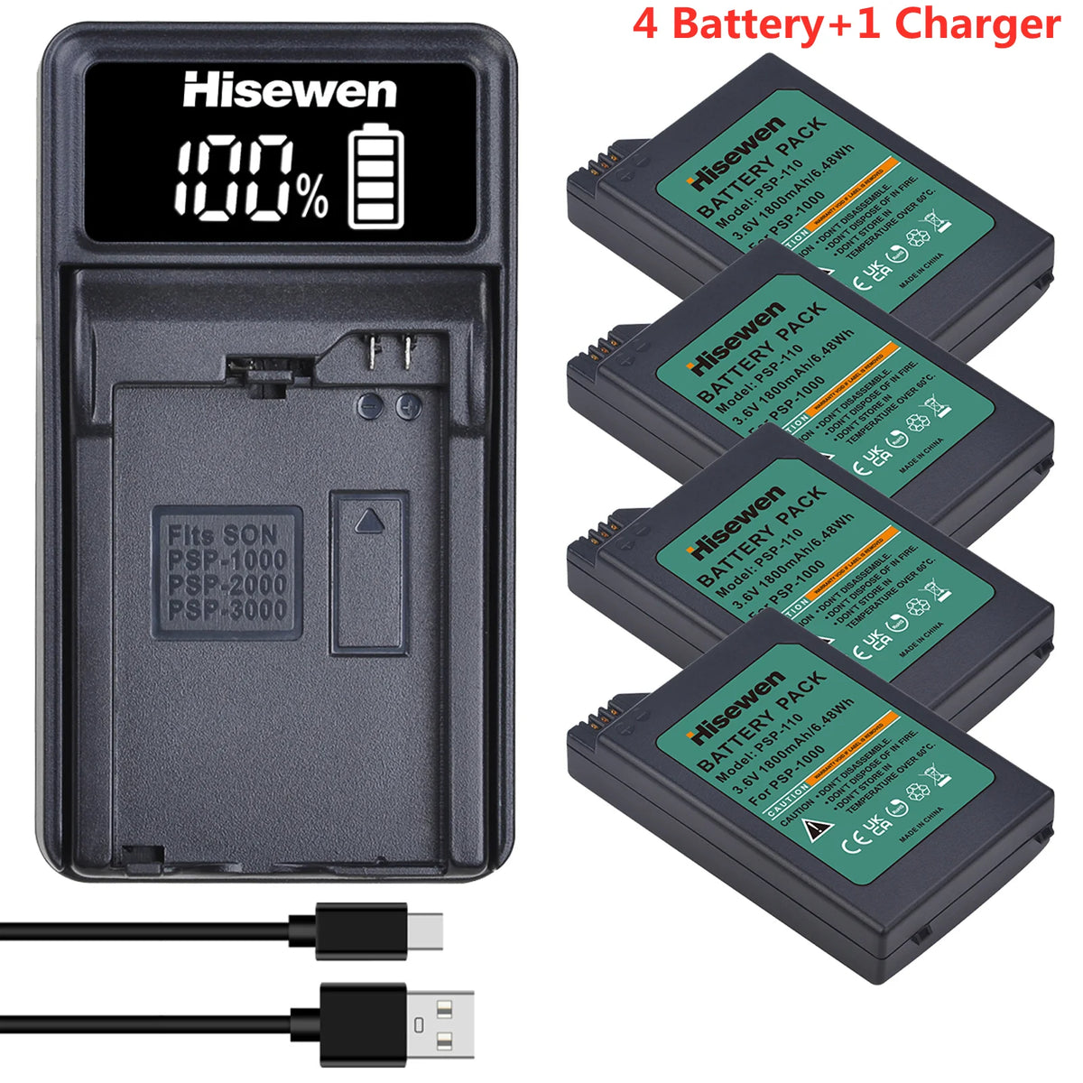 PSP-110 PSP-1005 Replacement Lithium Batteries for Sony PlayStation Portable Console PSP-1000 Gamepad Battery/Charger