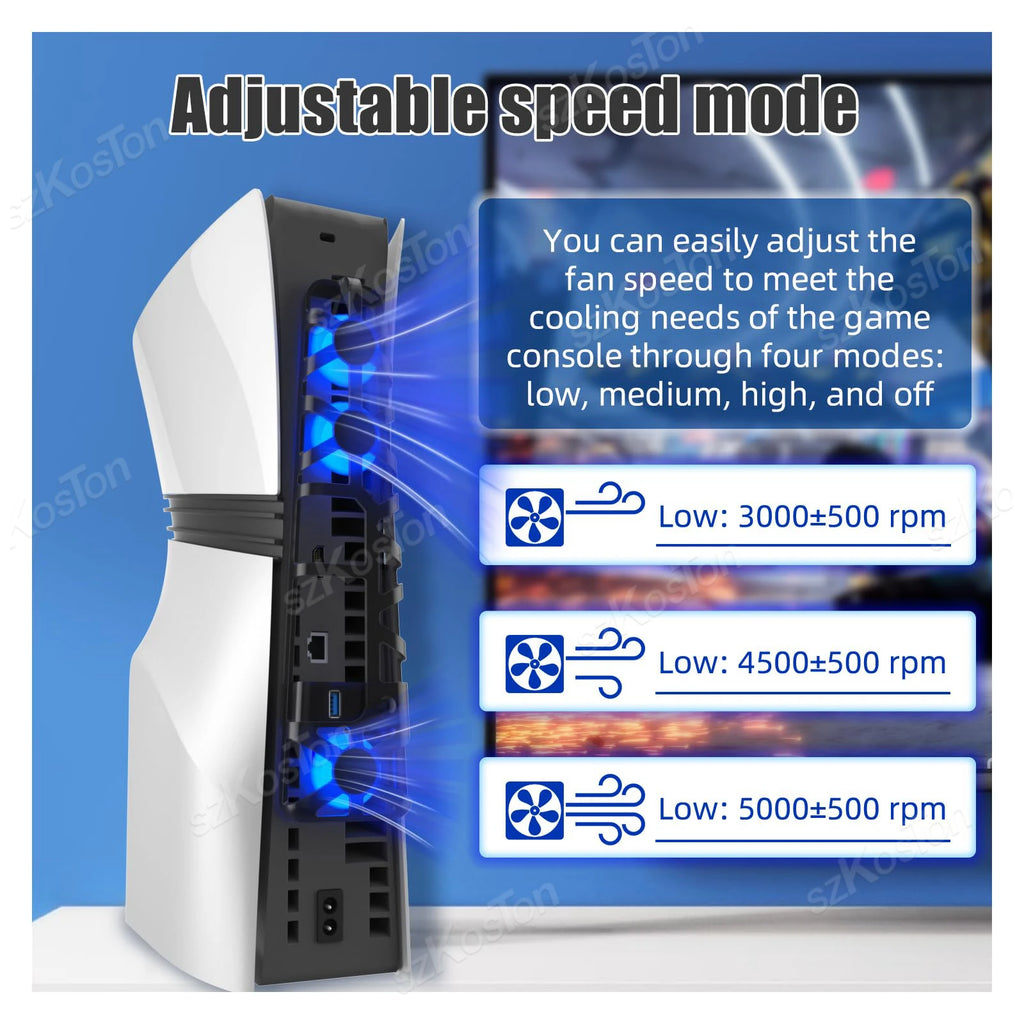 For PS5 Pro Cooling Fan External Fan Quiet Cooler with USB P