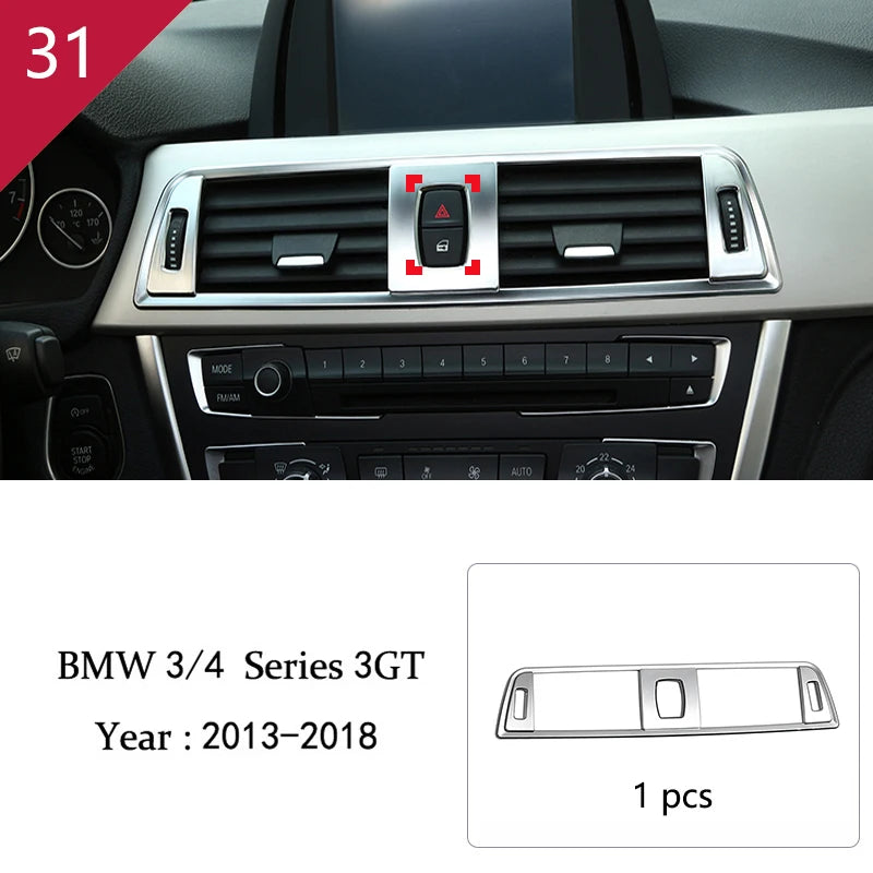 For BMW 3 4 Series 3GT F30 F32 F34 Car Styling interior Gearshift AC CD button Panel Door Armrest Decoration Cover Trim Sticker