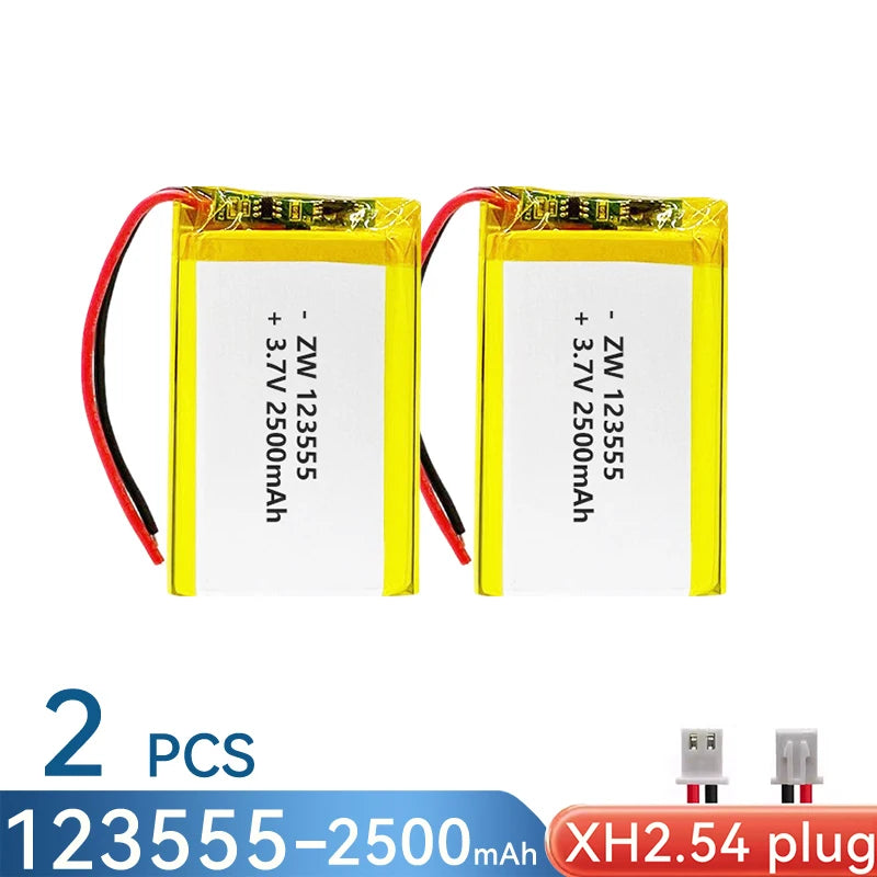 3.7V 2500mAh 123555 Battery Lipo Polymer Lithium Ion Rechargeable Batteries Built-in Lithium Battery Replace 124060 104060